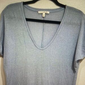 Express Light Blue V-Neck Short Sleeve Top